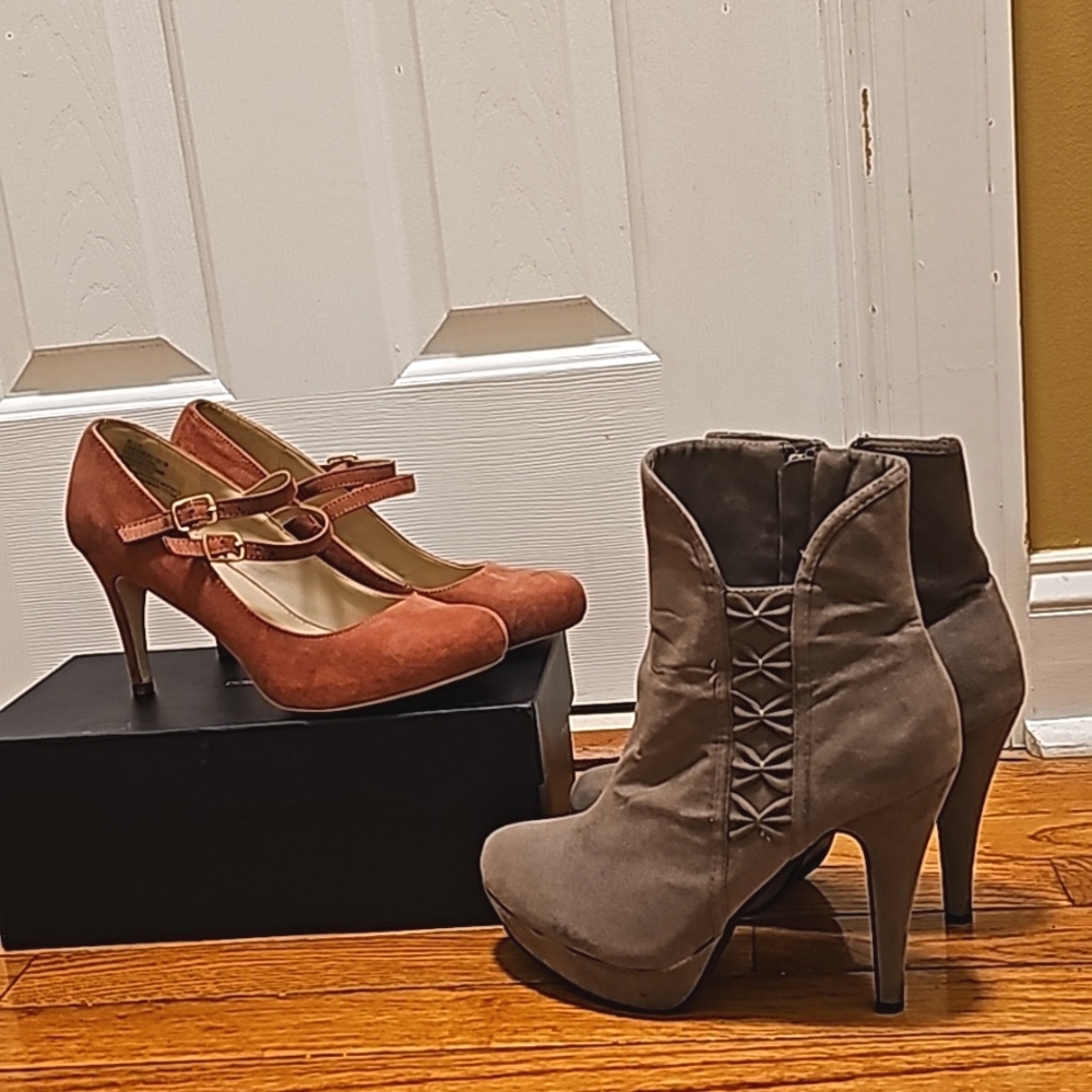 Two pairs of shoes, size 8.5 heels/booties